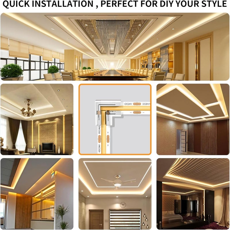 VISDOLL 10mm 2Pin COB LED Light Strip Connectors 20pcs L-Shaped/Corner Connector Transparent Gapless LED Tape Light Connectors, No Dark Area for DIY COB/SMD Strip Lights - Image 5